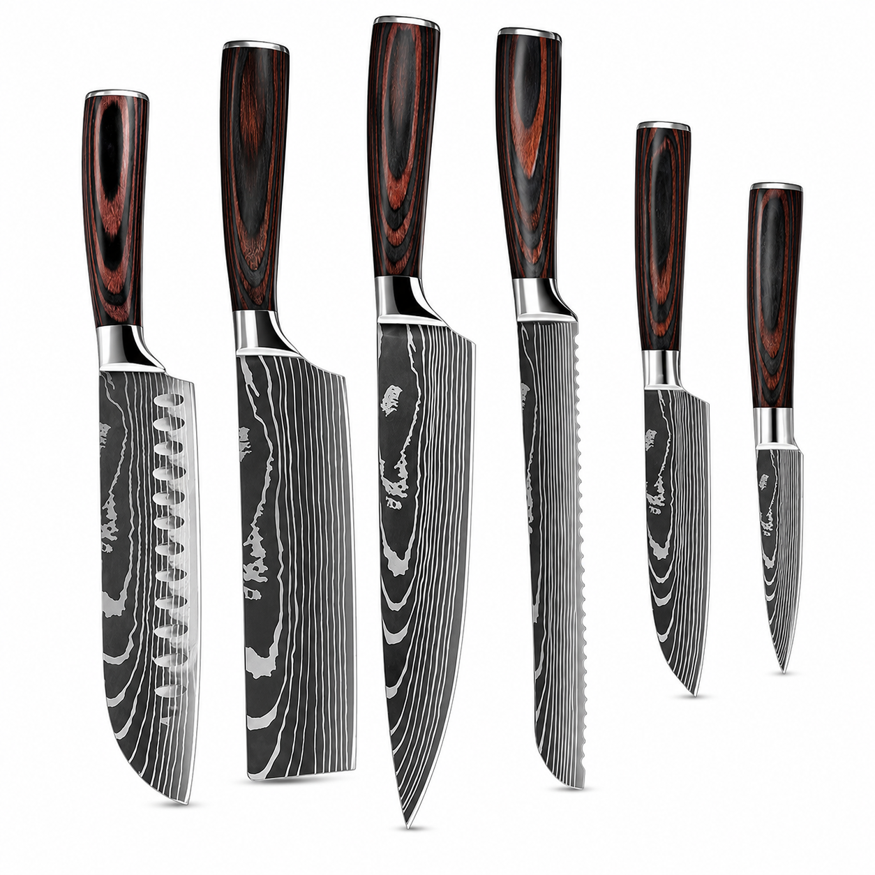 Set de 6 Couteaux Damas en Acier Inoxydable - Jet Kitchen™ Jet Kitchen